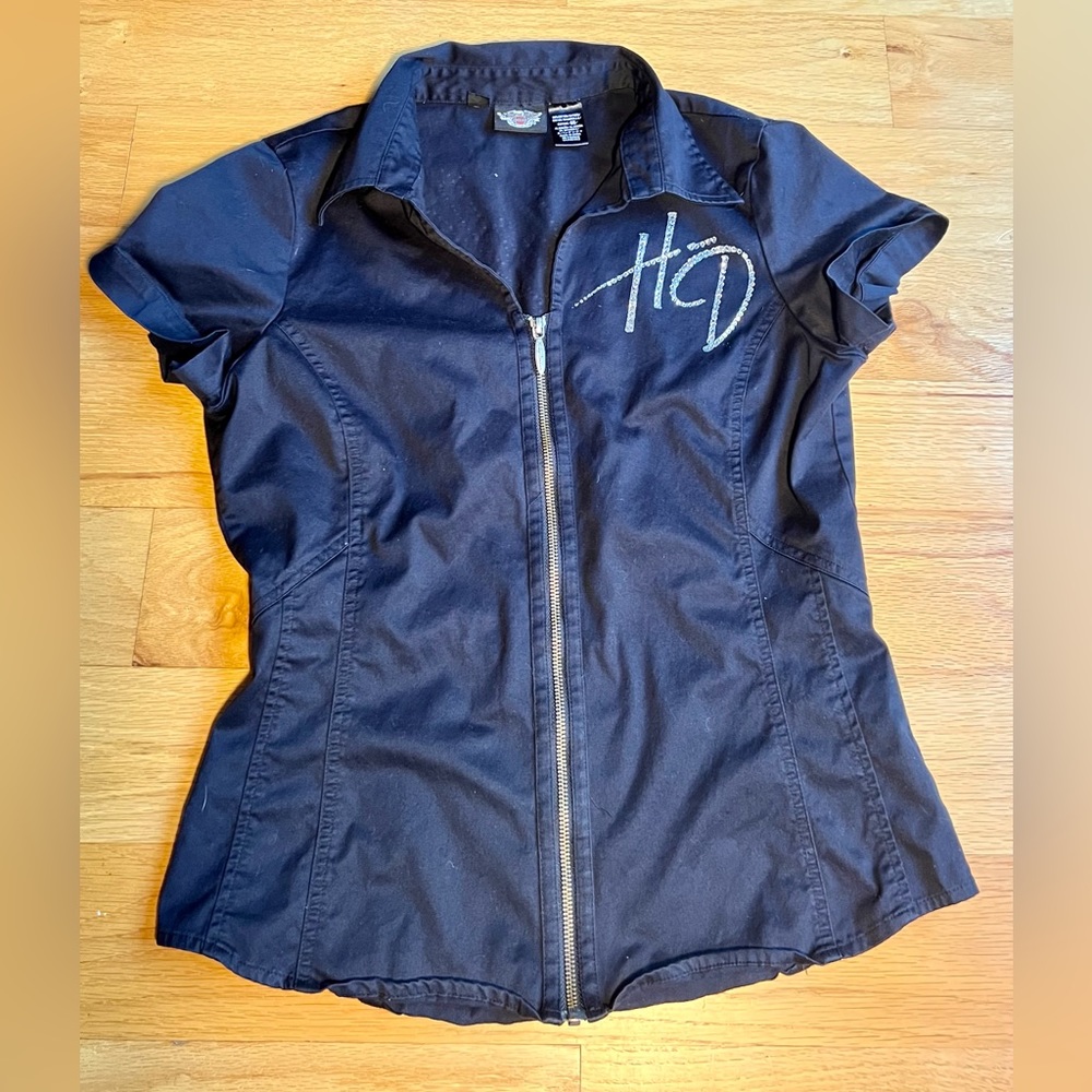 Women’s Rhinestone HD zip up top size med